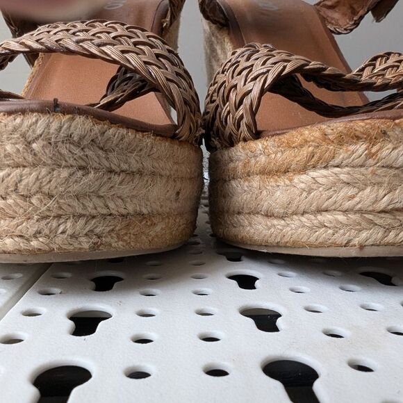 Braided brown platform espadrille sandals size 7 - Picture 6 of 7
